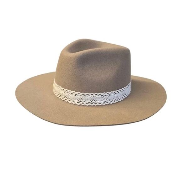 WYETH Anthropologie Wool Rancher Hat Wide Brim Fedora Tan  display picture 3